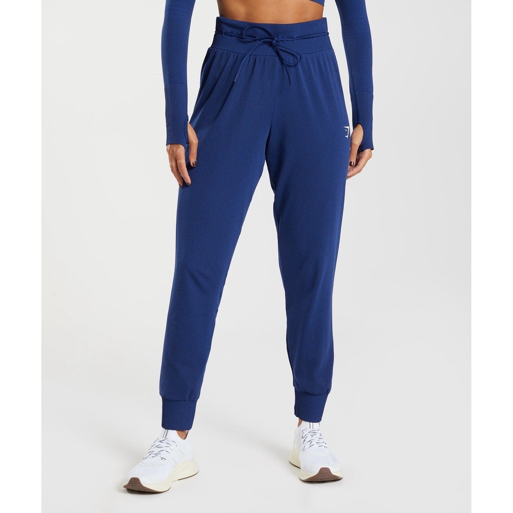 Gymshark Vital Seamless 2.0 Joggers Blue High Rise Drawstring Pants M Athleisure
